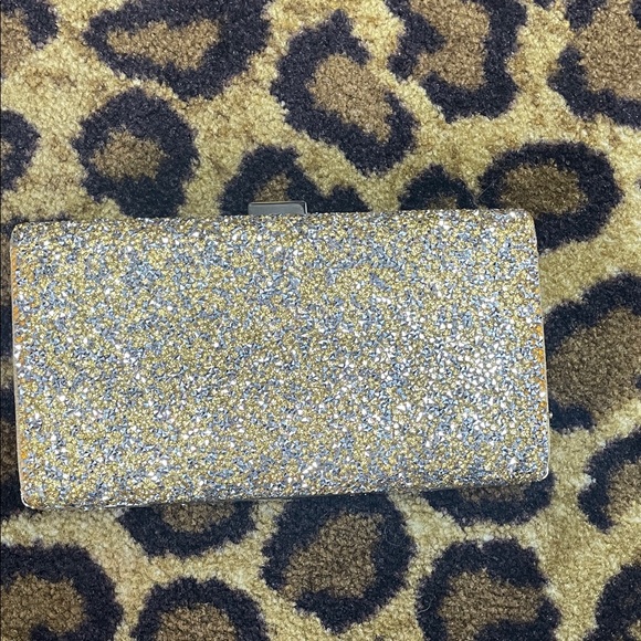 Glitter Sparkle Evening Clutch – Gold & Silver Hardcase Box Purse with Snap Clos - Picture 1 of 7